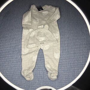 Cozy Gray Bear Hoodie and Onesie Set